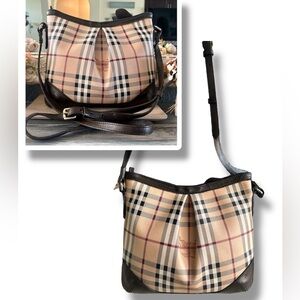 Burberry Haymarket Check Coated Canvas Crossbody Bag Excellent Condition